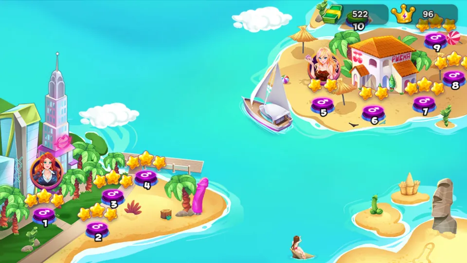 The colorful seven-island game map
