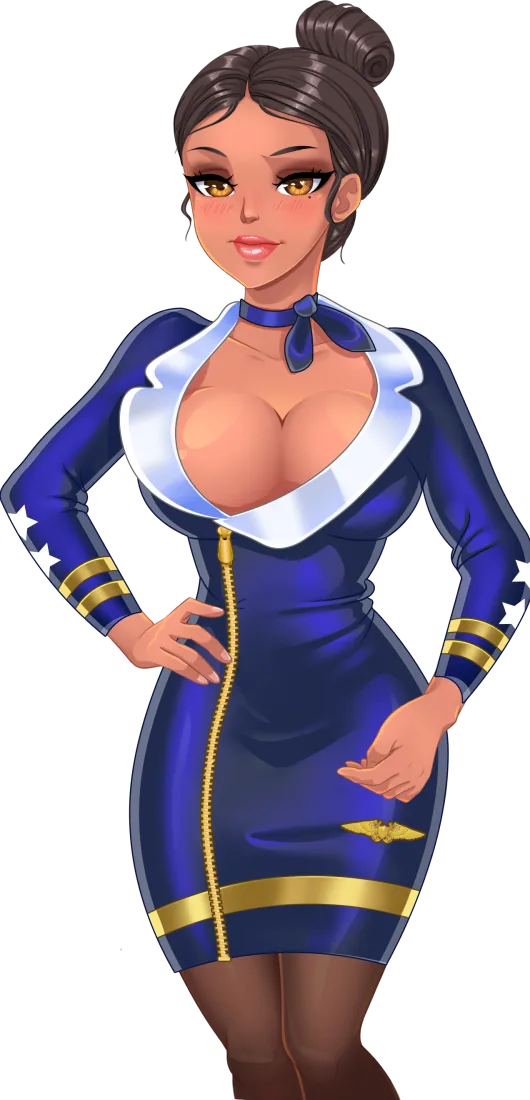 Olivia in a blue uniform