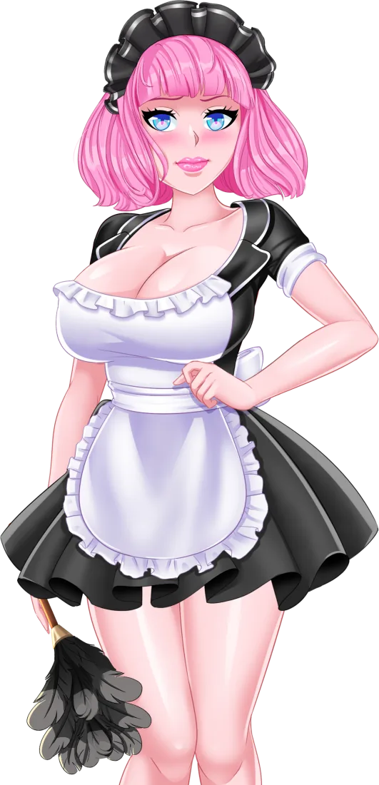 Sayo in a black and white maid outfit