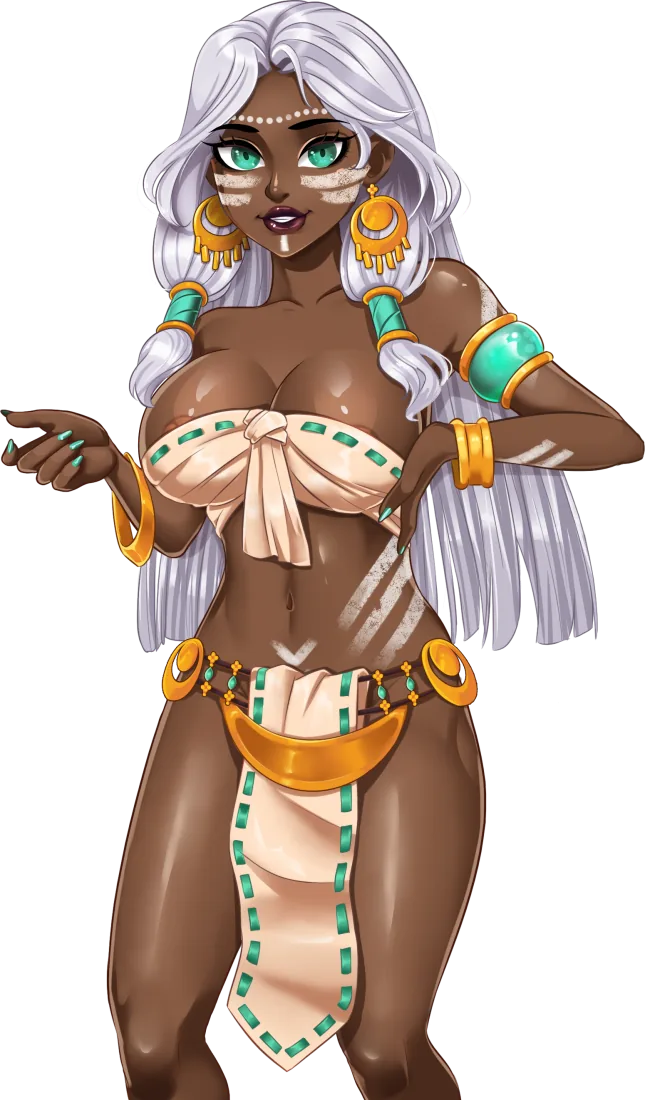 Tanit in an island outfit