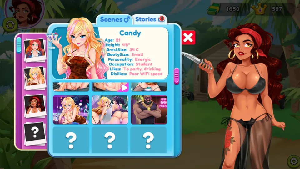 The character and story collection interface